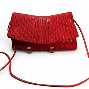 Vintage Lumured Red Sequined Slouchy Envelope Shoulder Bag